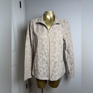 St. John Sport Floral Embroidered Zip-Up Jacket S